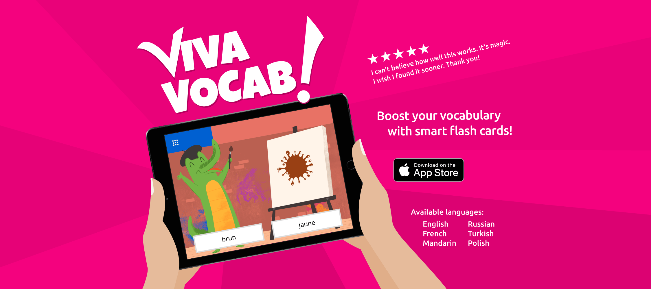 VivaVocab! Boost your vocabulary with smart flash cards. Download on the app store